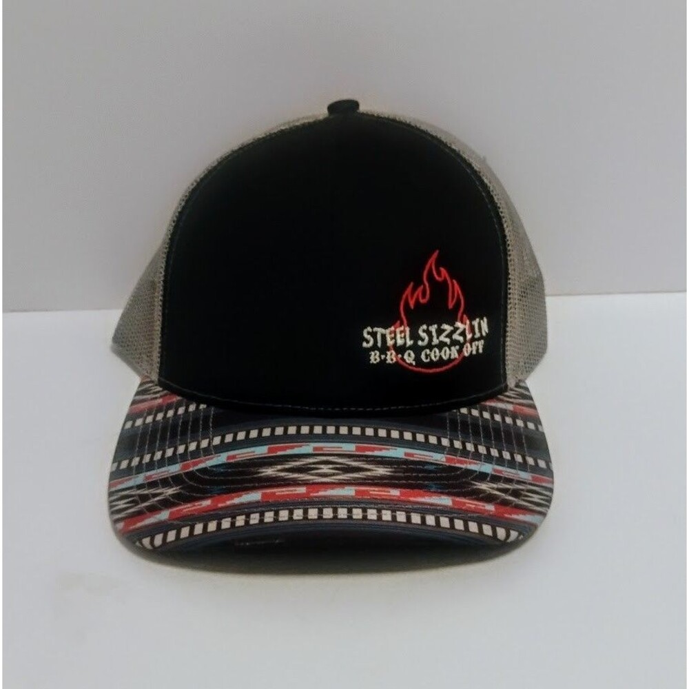 OUTDOOR CAP STEEL SIZZLIN BBQ COOK OFF MESH TRUCKER SNAPBACK HAT